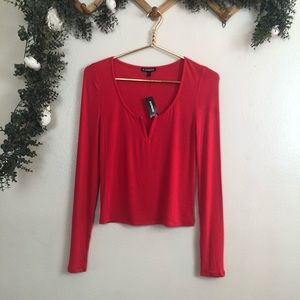 NWT Express Red Crop Top Long Sleeve Size Medium